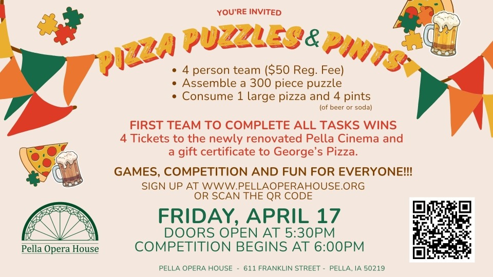 Pizza, Puzzles and Pints at the Pella Opera House photo