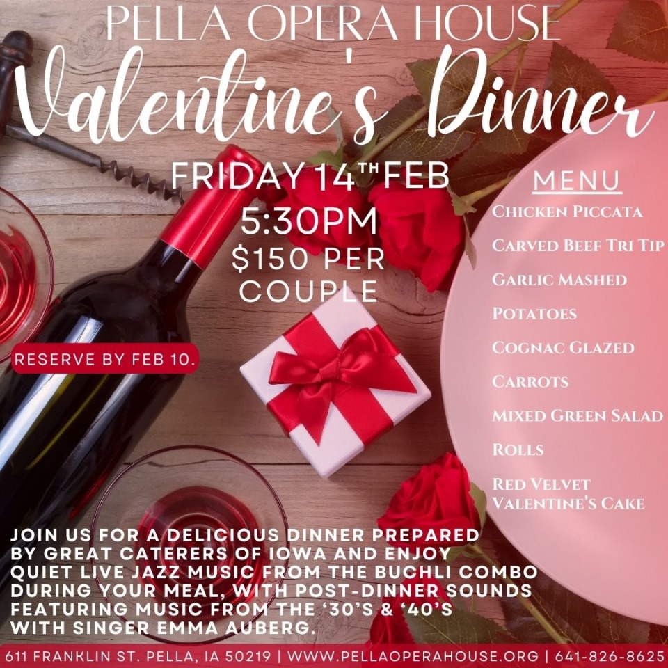 Valentine's Day Dinner & Live Music at The Pella Opera House photo